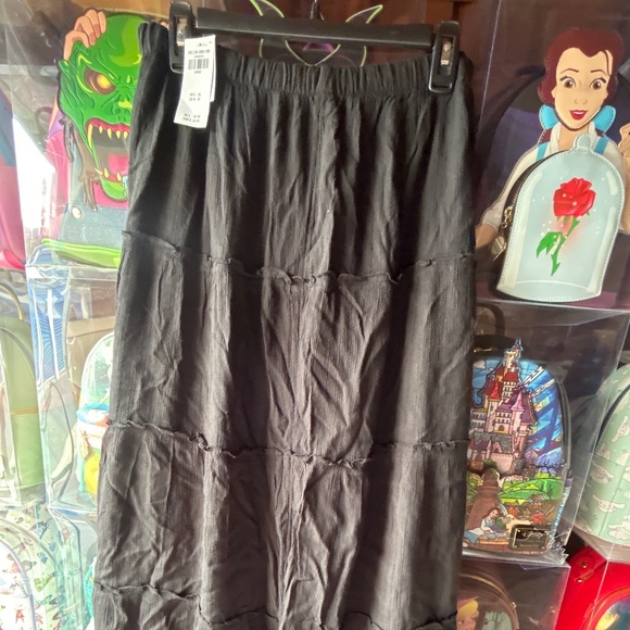 Hollister Ultra High Tierred Maxi Skirt Black Large - Picture 1 of 8